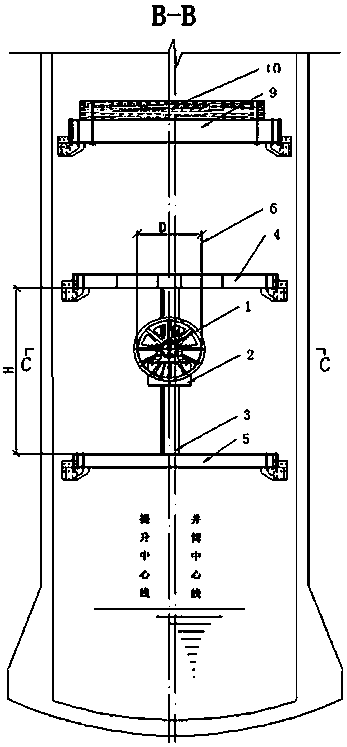 Tail rope tensioning device for vertical shaft hoisting container