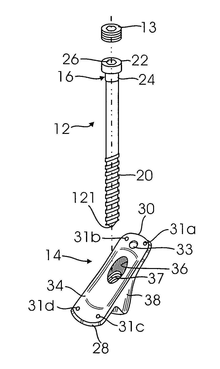 Odd angle internal bone fixation device for use in a transverse fracture of a humerus