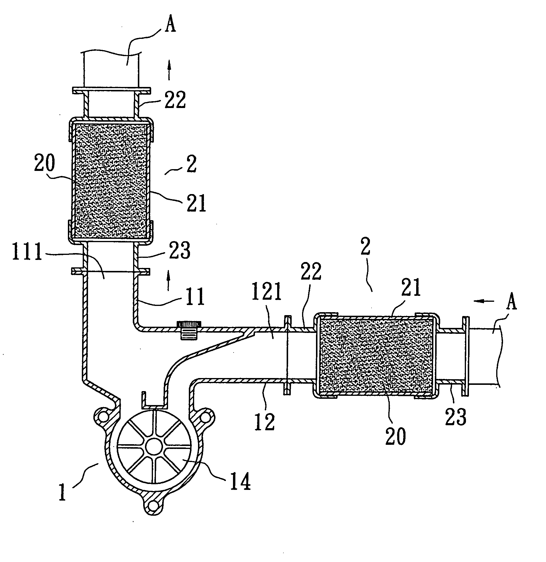Filtration device of water pump