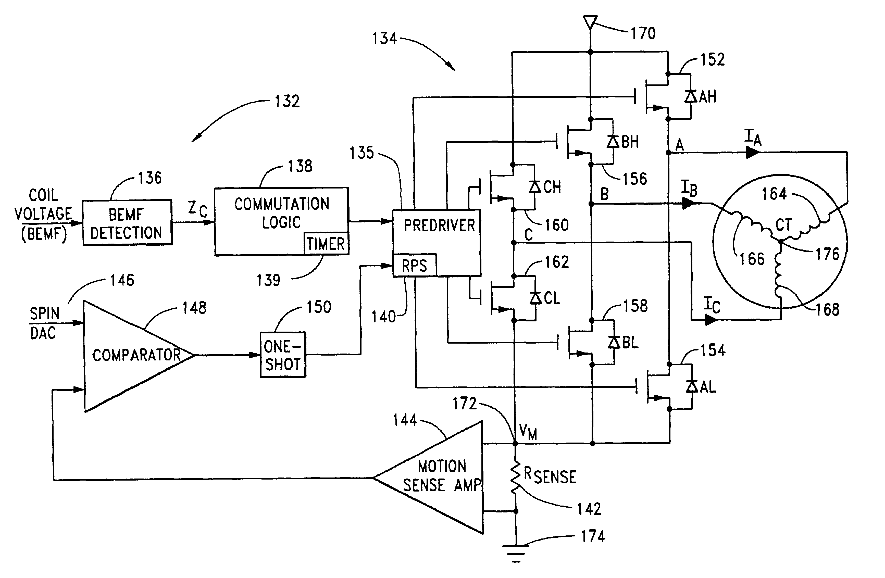 Spindle motor control using a current profile to taper current transitions