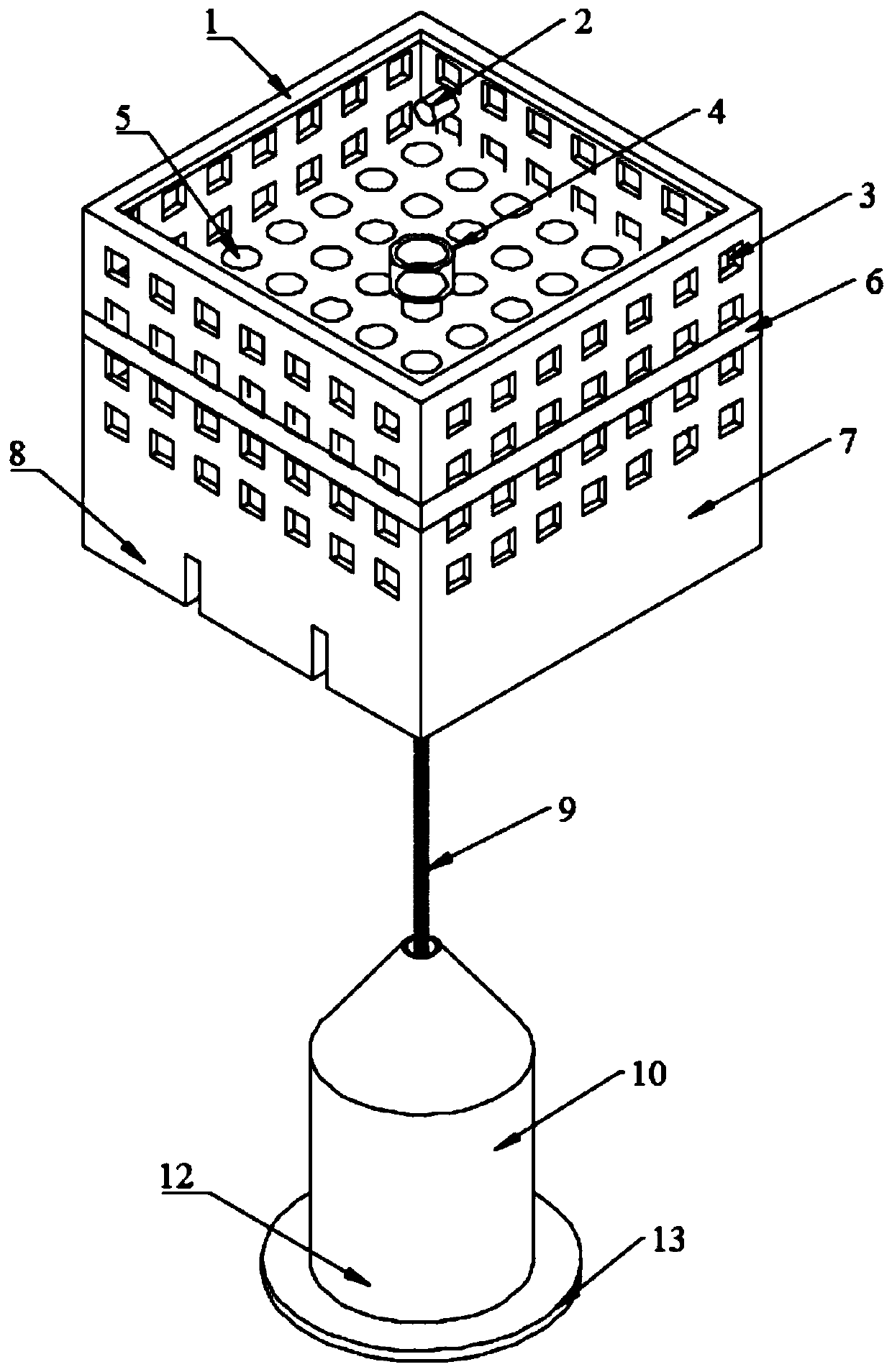 Wave-powered floating box type coral undersea cultivation device facilitating coral growth