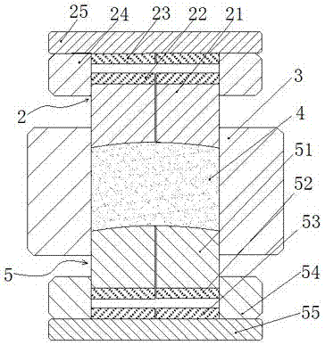 Vibration forming mold as well as pressure head assembly and pressure head thereof