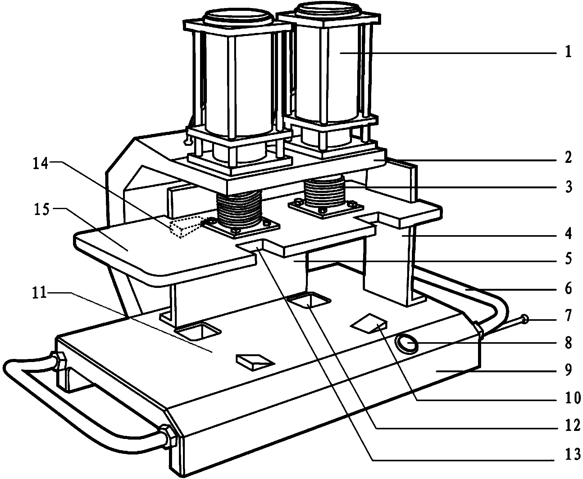 Pneumatic cigarette pack beveling machine