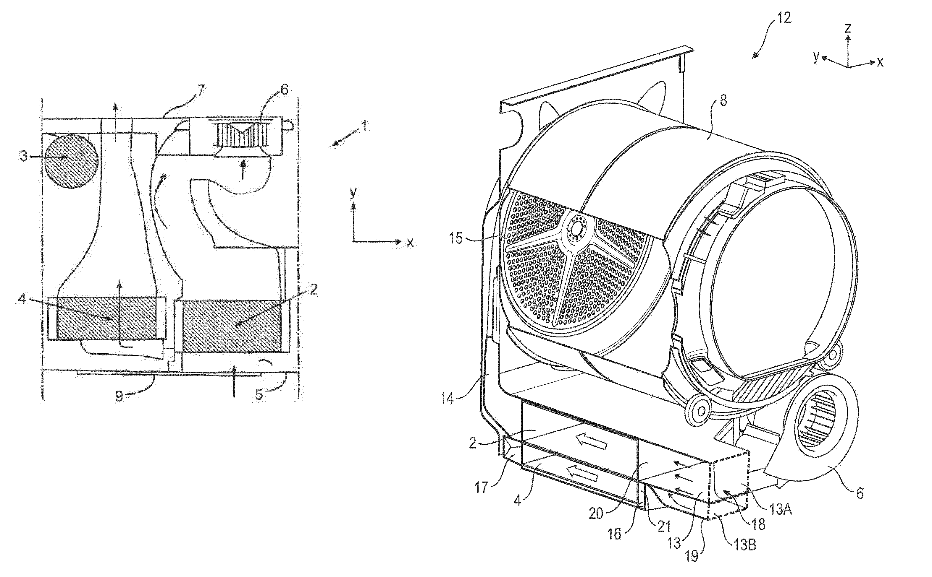 Exhaust air dryer with heat exchanger