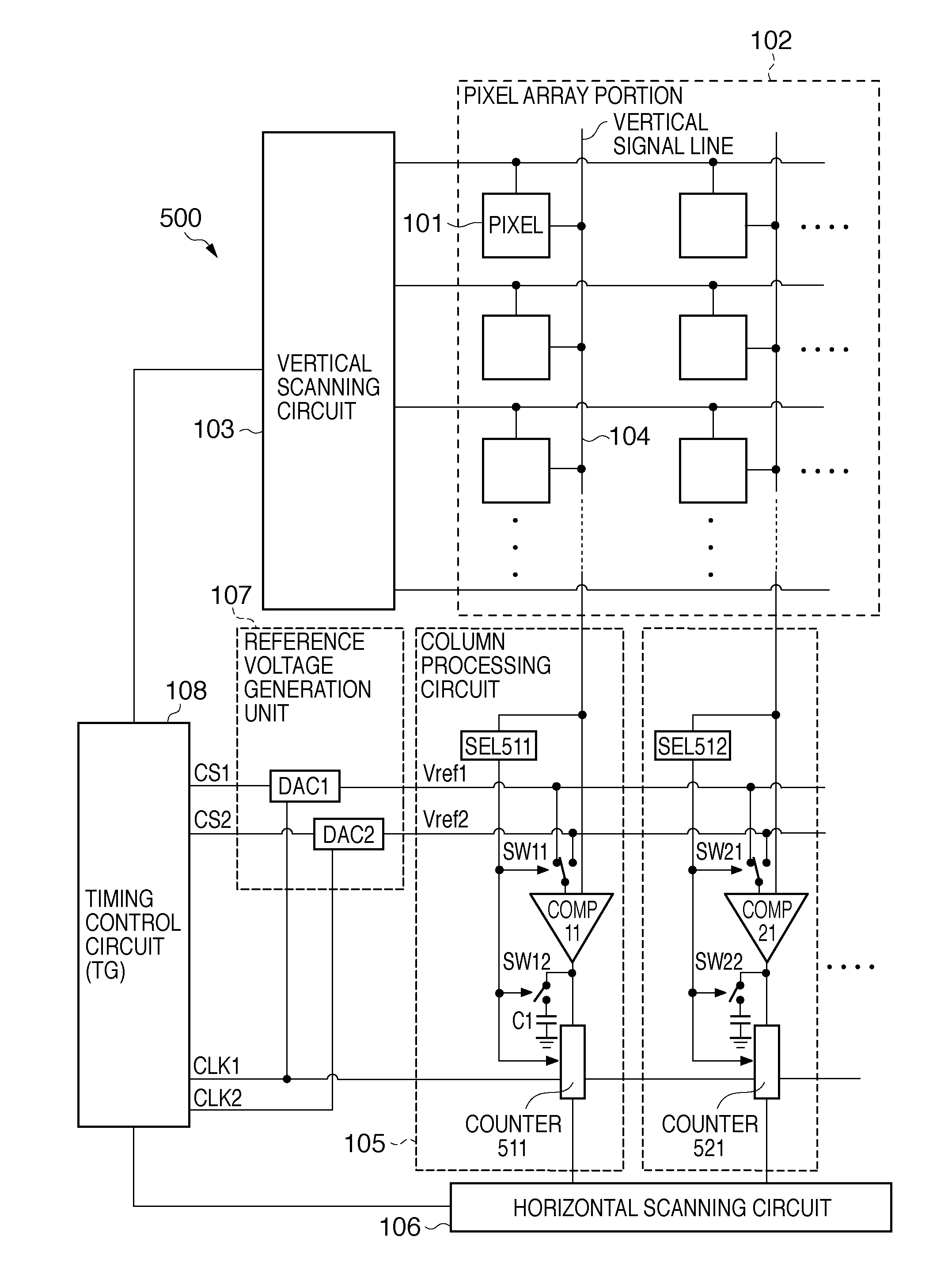 Solid-state image sensing element and image sensing system including comparison units with switchable frequency band characteristics