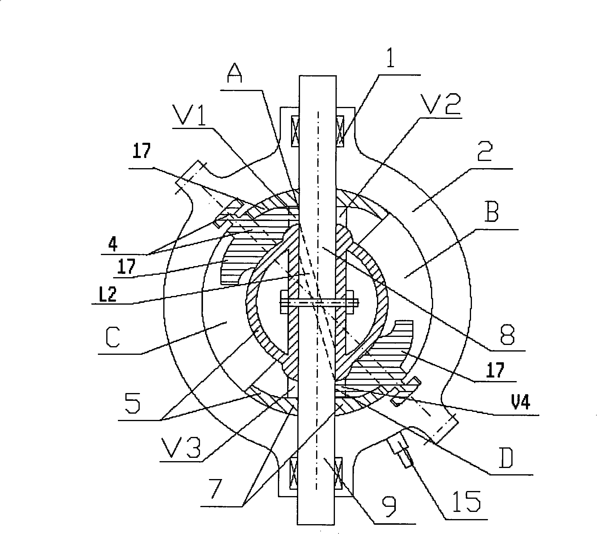 Four-cylinder spherical internal combustion engine main body mechanism