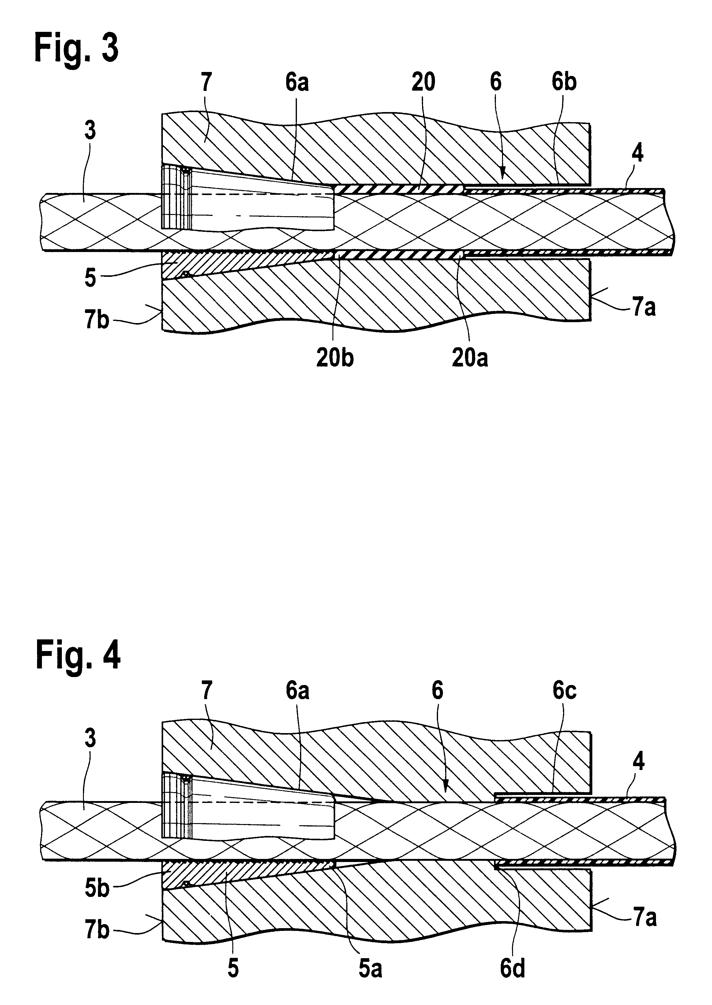 Process for the installation and tensioning of a brace having a false bearing, in particular a stay cable for a cable-stayed bridge and anchoring device with which to carry out the process