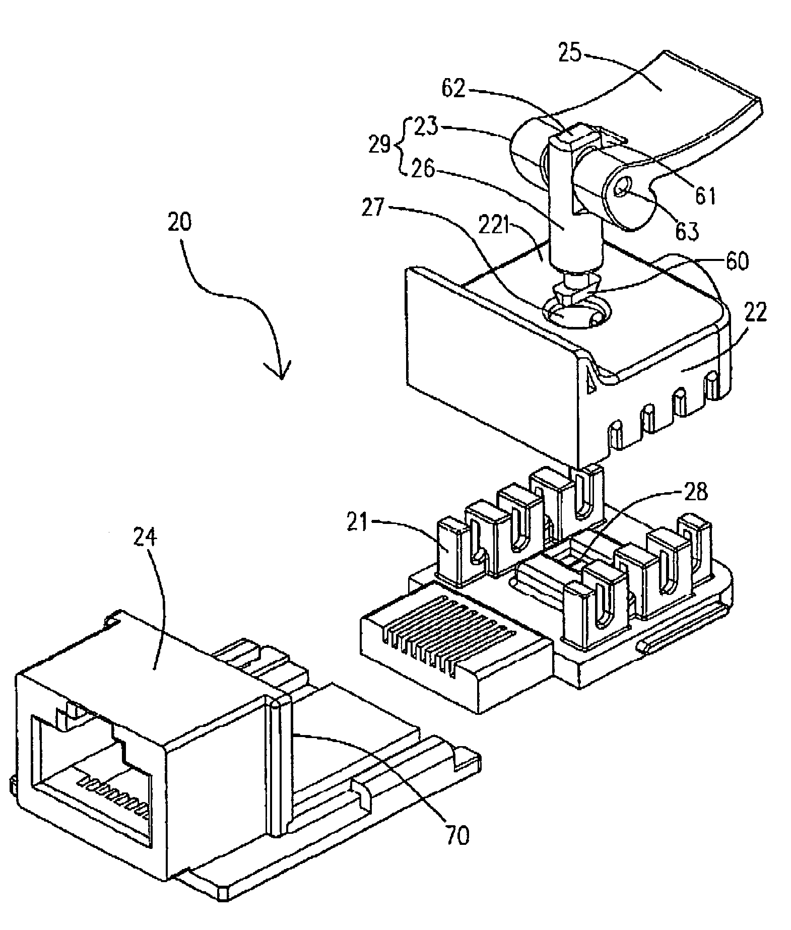 Structure and method for connecting conducting lines to terminals