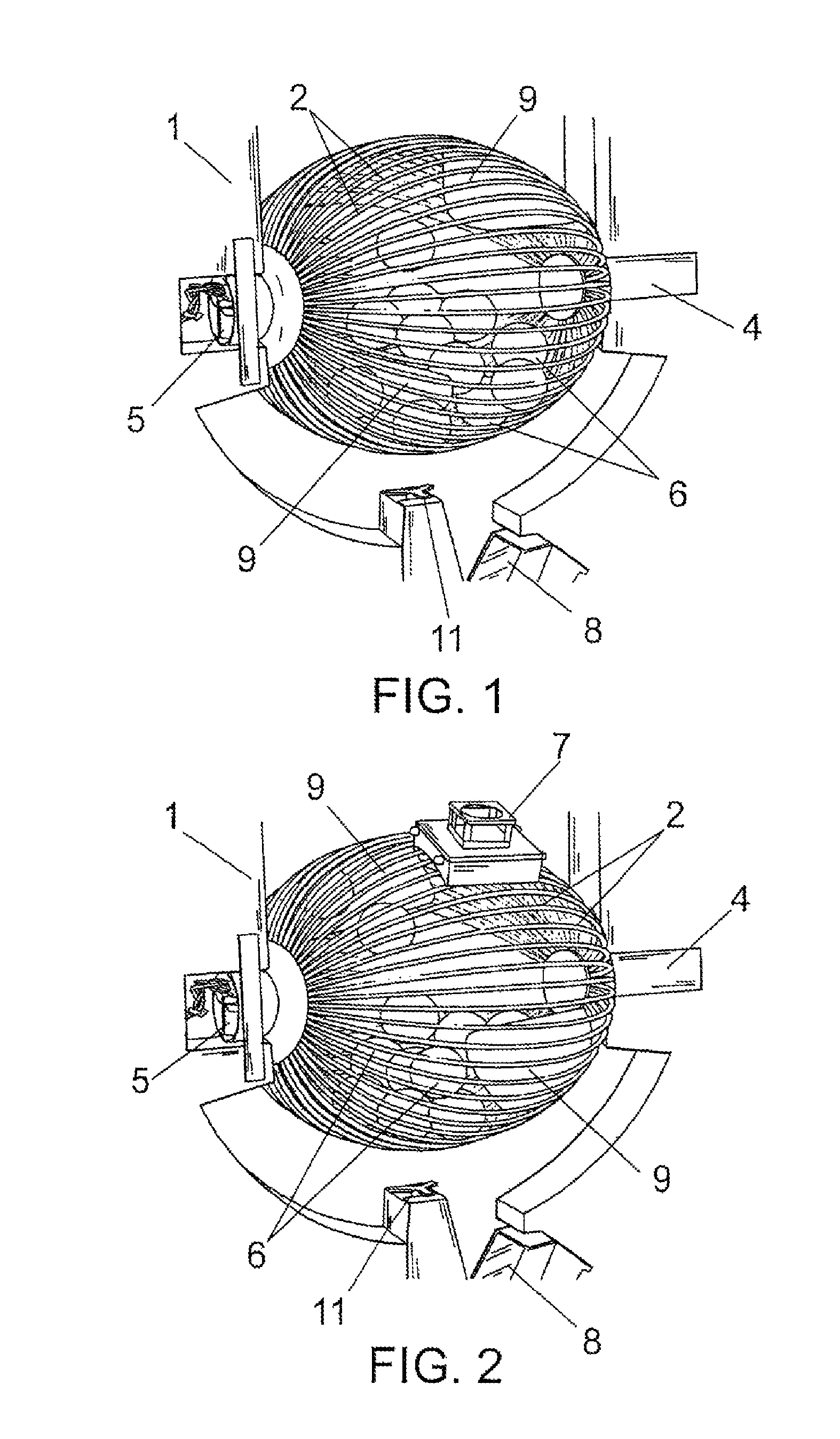 Ball whirling device for recreational games of chance