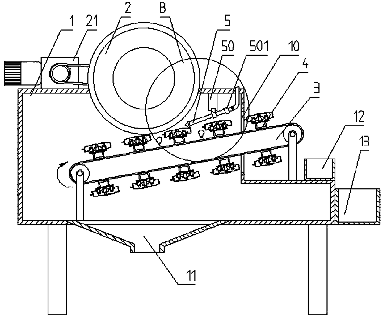 Sewing machine front panel grinding and chip blowing integrated platform