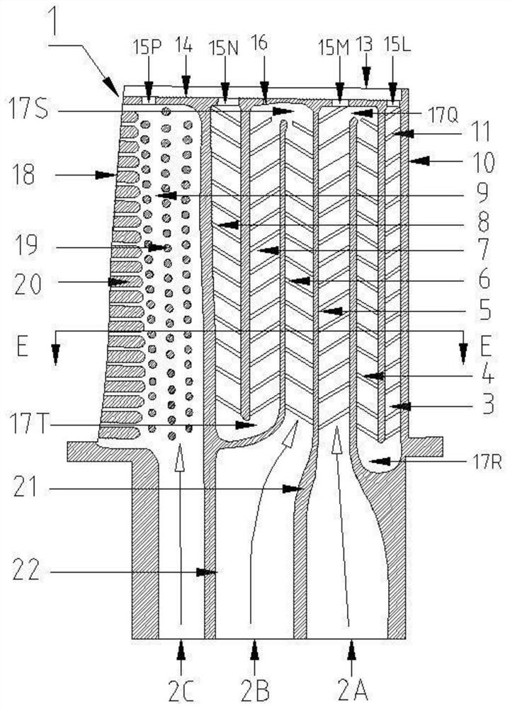 Cooling structure of high-pressure moving blade of turbine of gas turbine