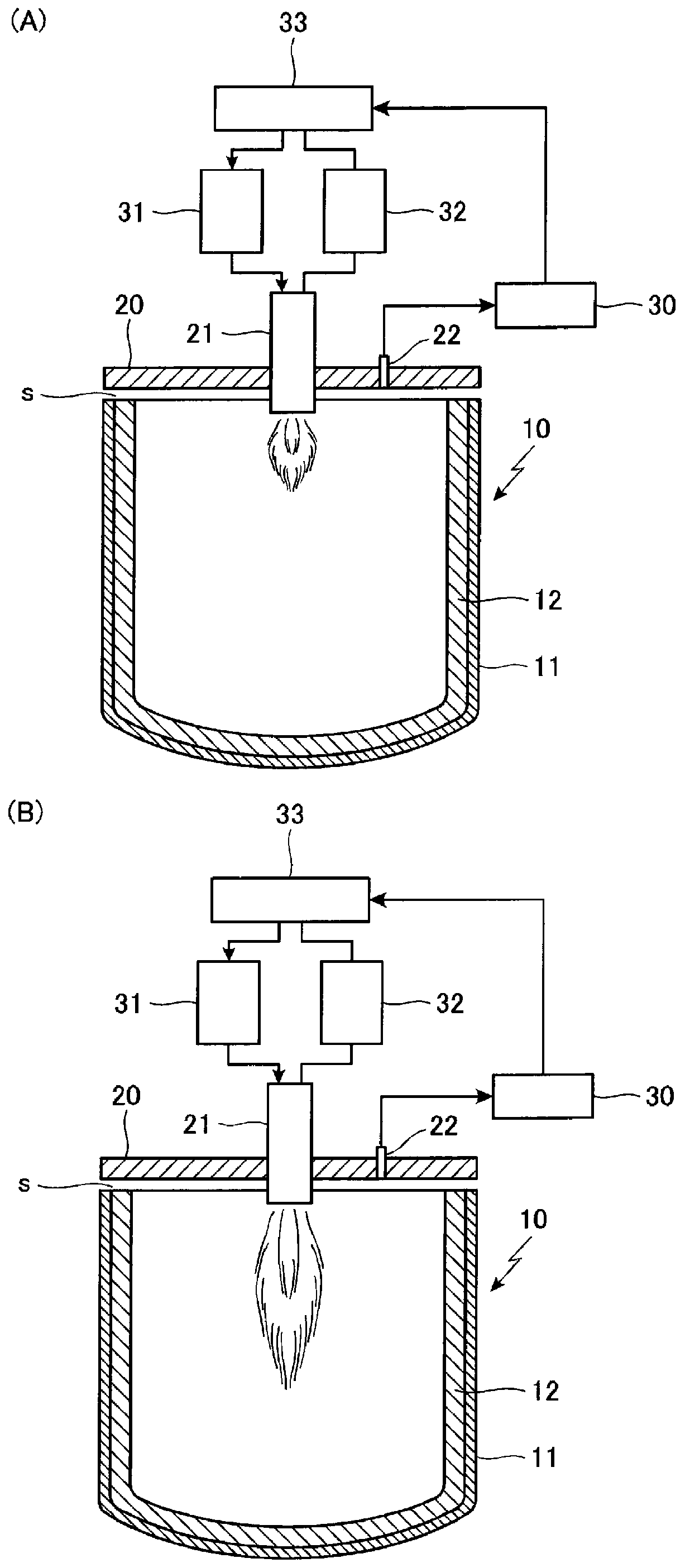 Heating device and heating method for interior of refractory material containers