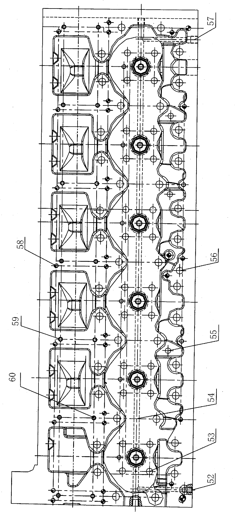 Air valve structure of overall cylinder cover of medium-power diesel engine