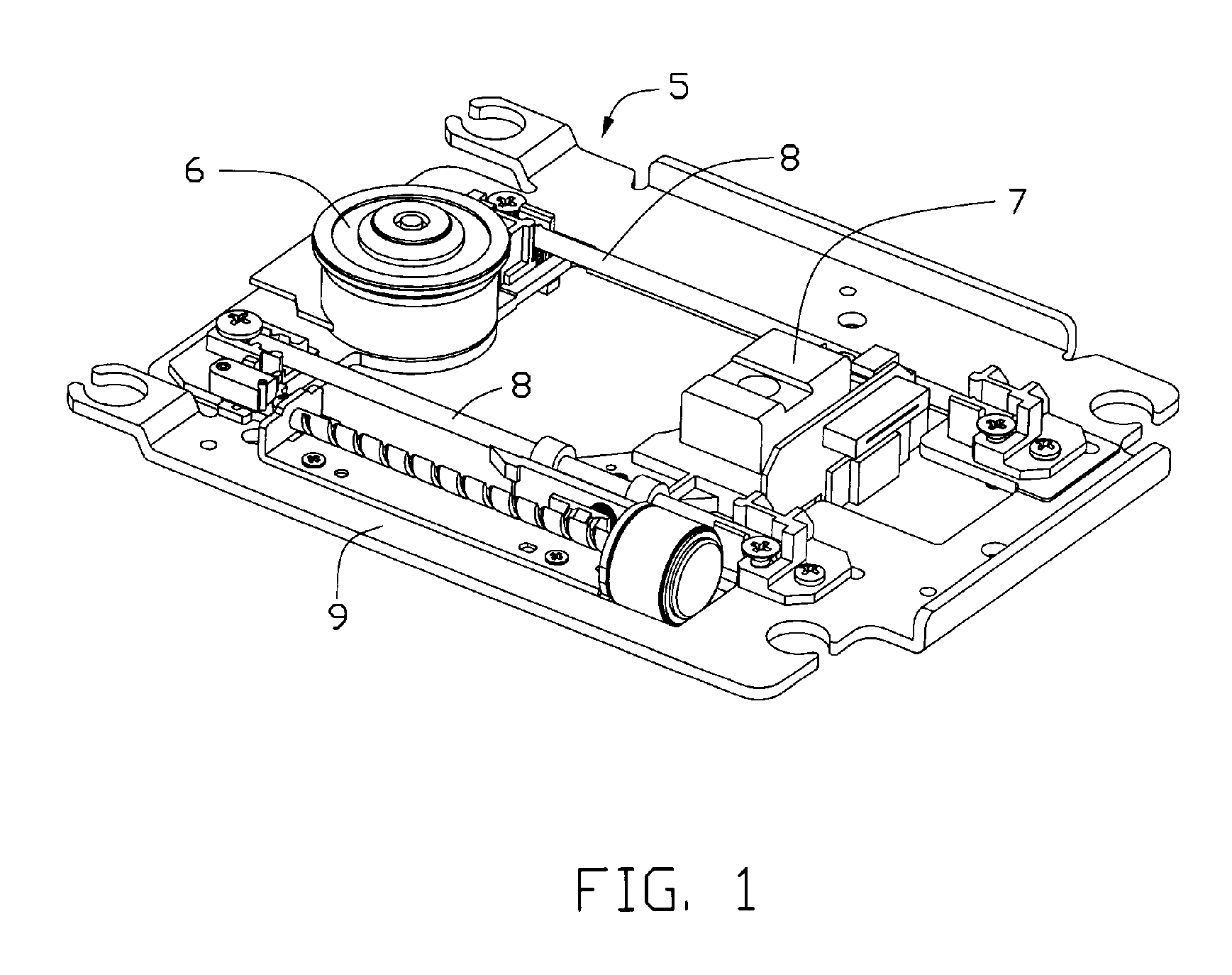 Traverse module for disc apparatus with tilt adjustable spindle motor
