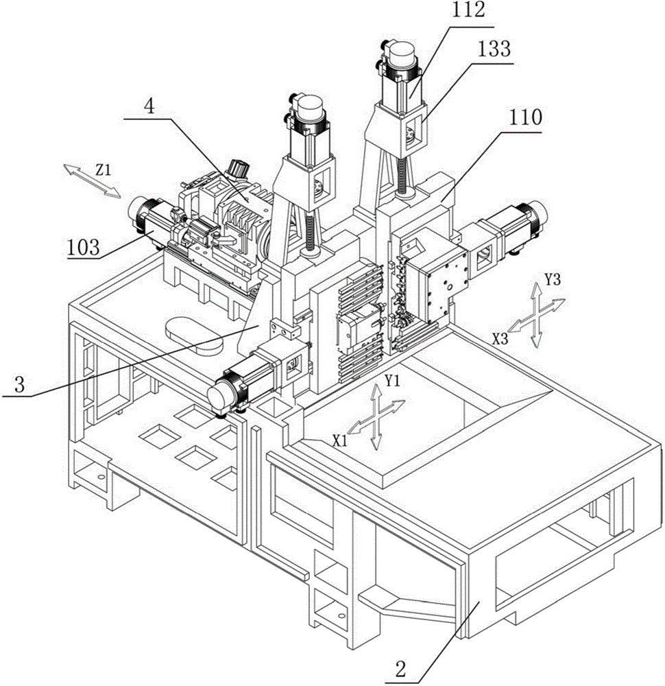 Core-passing turning-milling machine tool of five-shaft structure