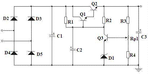 Series voltage-stabilizing circuit used for small power type power circuit