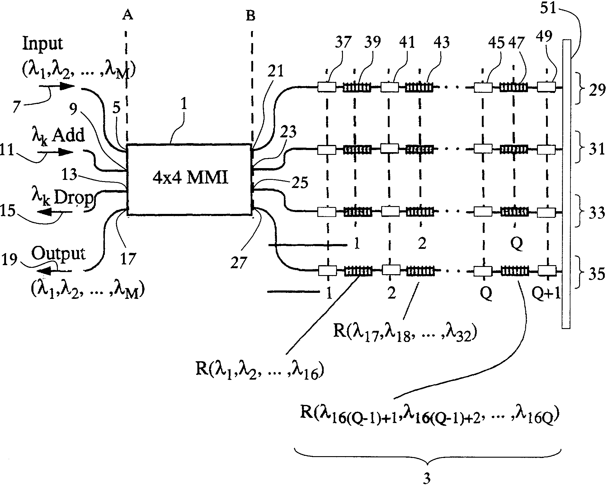 Bragg grating assisted mmimi-coupler for tunable add-drop multiplexing