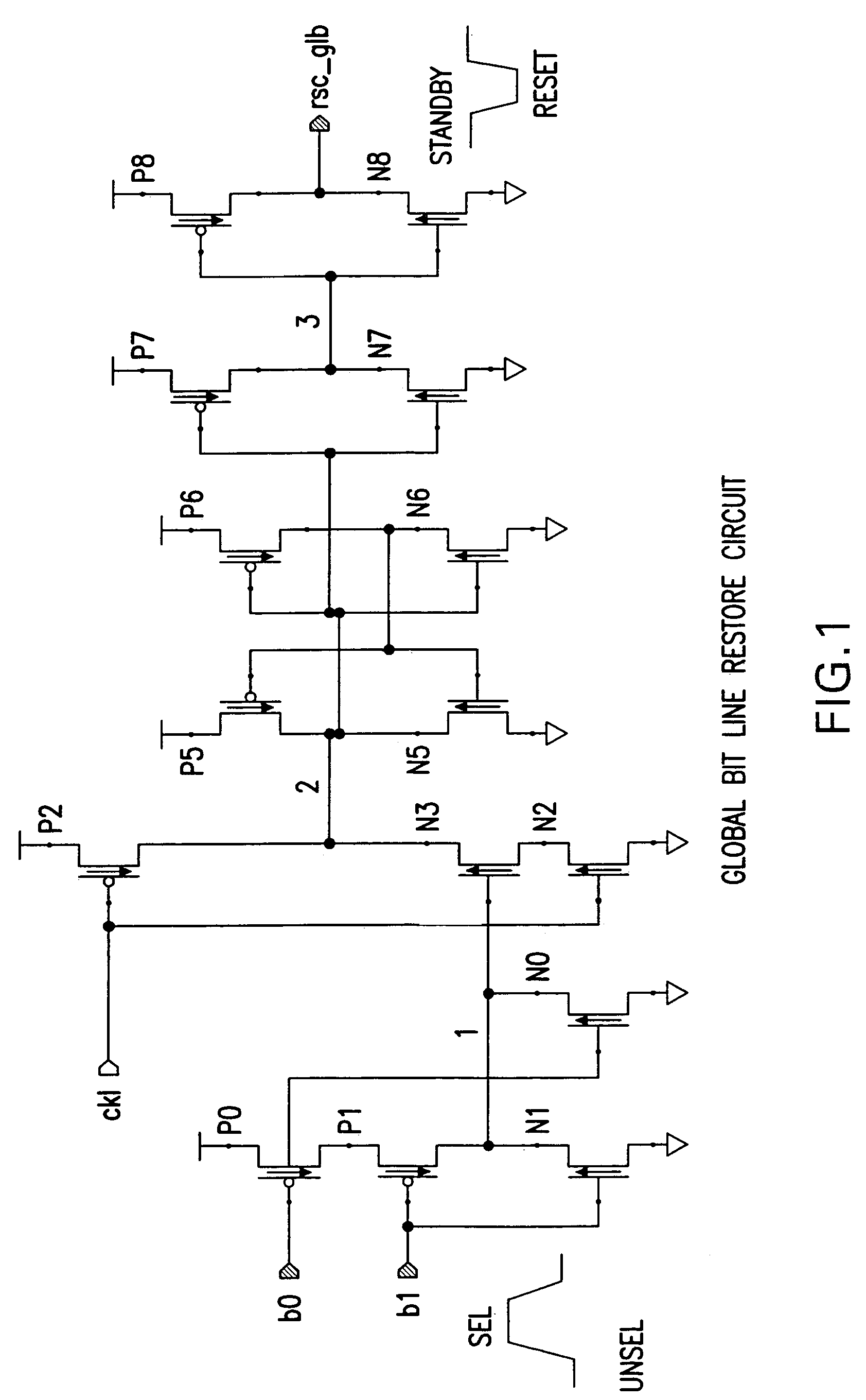 Global bit line restore timing scheme and circuit