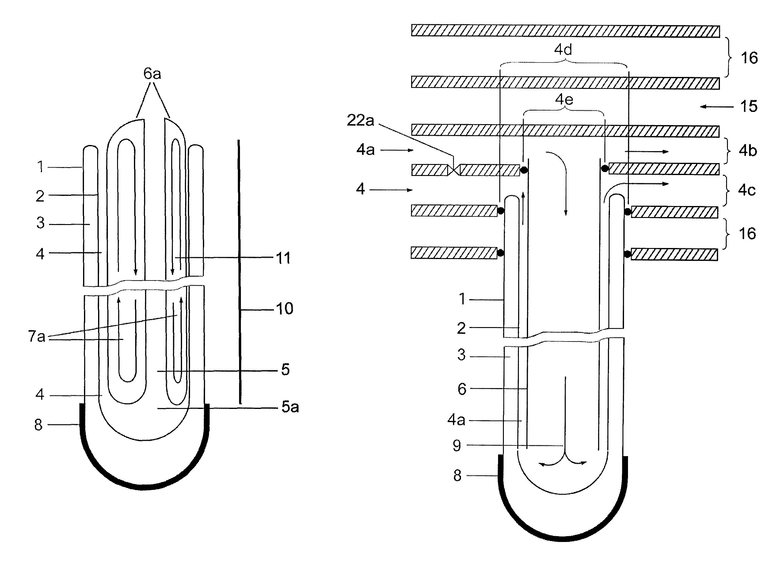 Tube collector with variable thermal conductivity of the coaxial tube