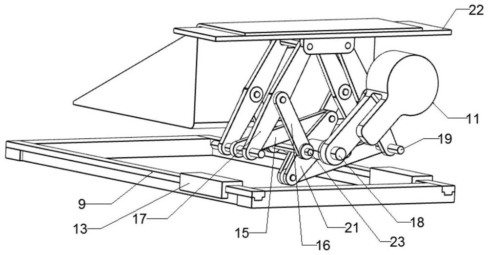 Translation docking mechanism in narrow space, material collecting device and working method of material collecting device