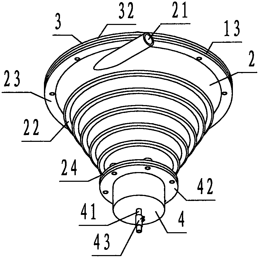Oil-gas separator provided with conical spiral channel