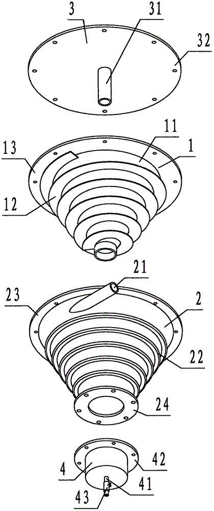 Oil-gas separator provided with conical spiral channel