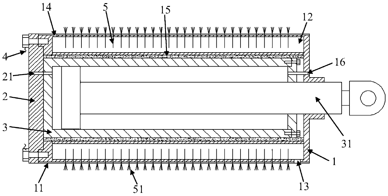 Magnetic isolation and heat dissipation protection cover of hydraulic cylinder and magnetic isolation and heat dissipation method thereof