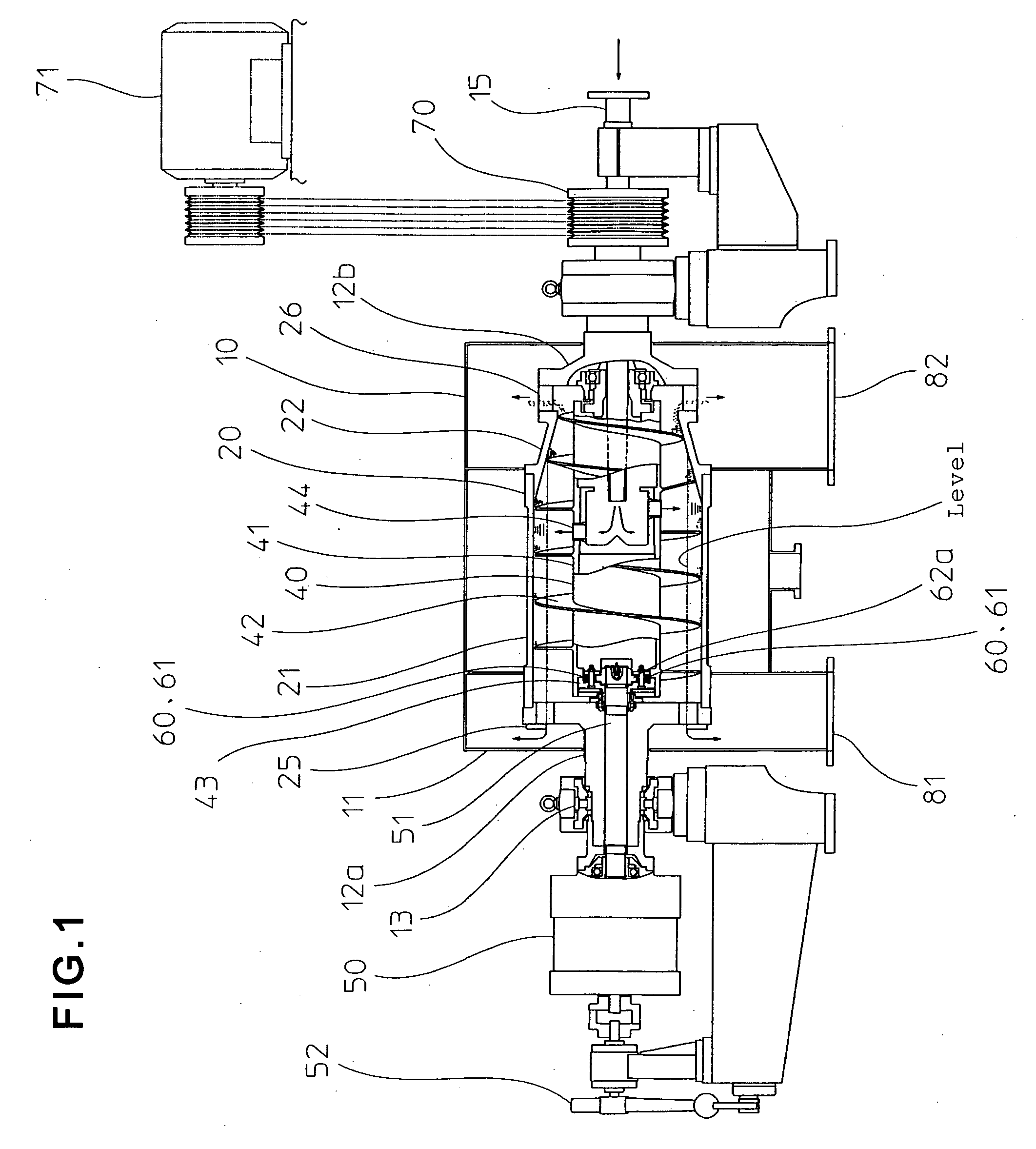 Decanter type centrifugal separator
