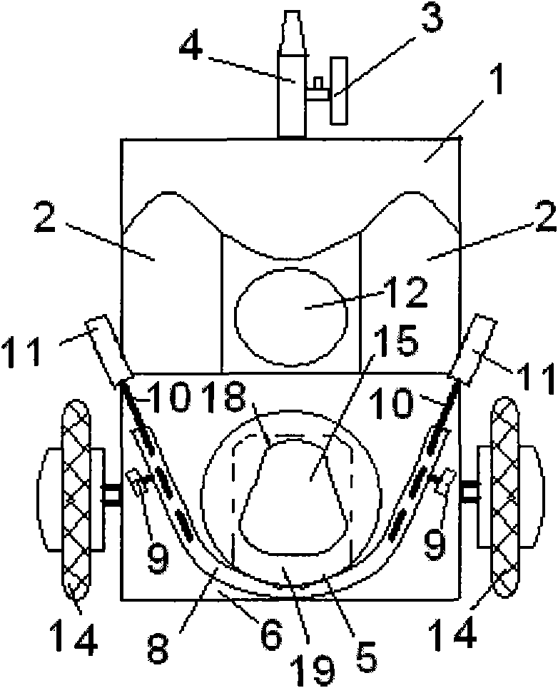 Oxygen inhaling and abdomen supporting device for electrically transporting pregnant woman for examination and convenient for defecation or urination