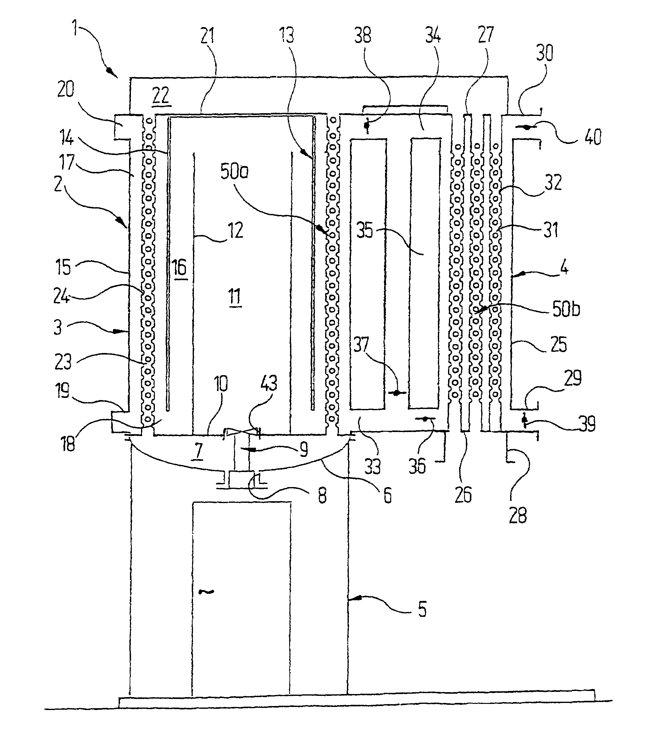 Thermal postcombustion device and method for operating the same