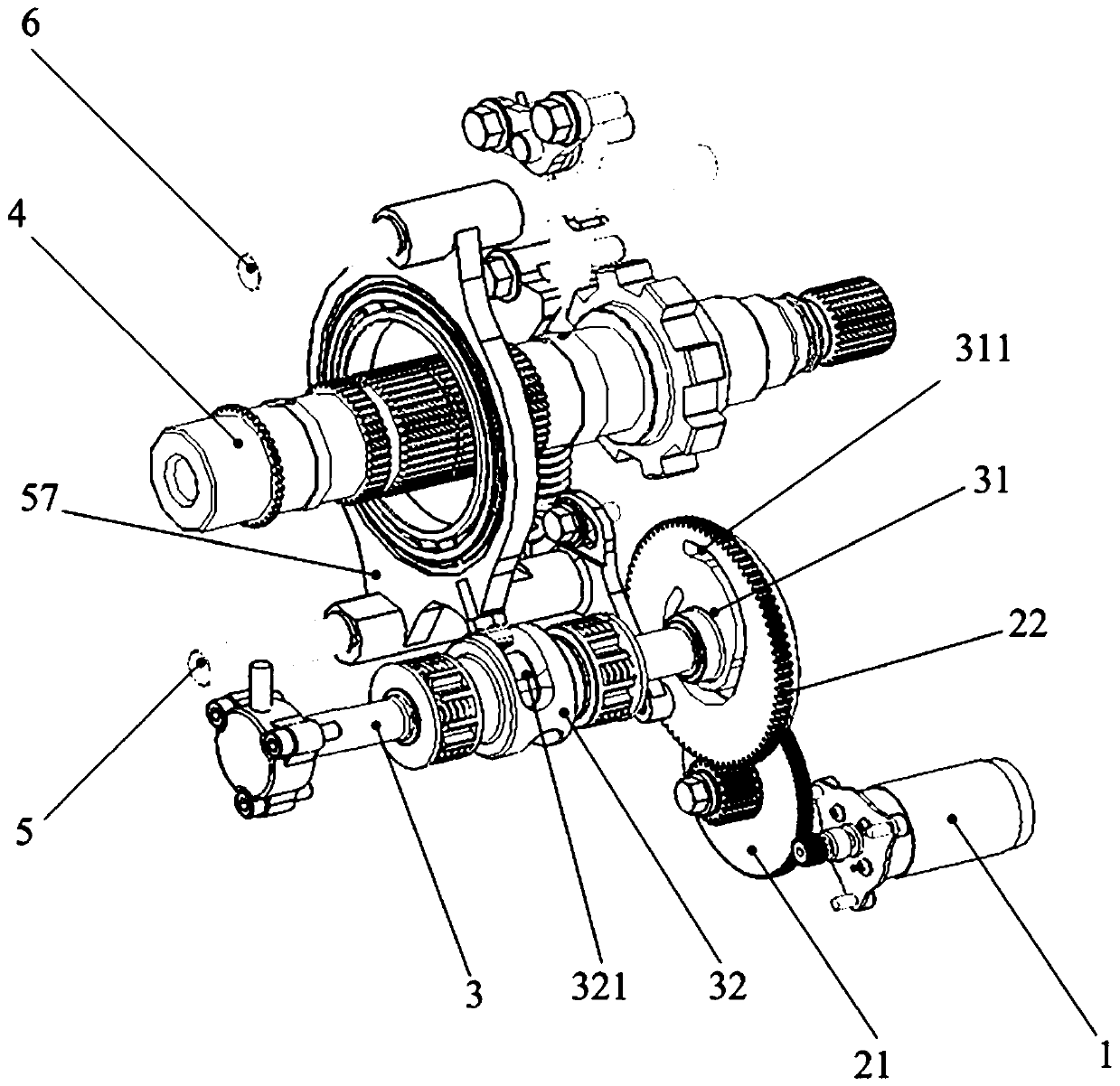 Transmission gear switching assembly, transmission and automobile