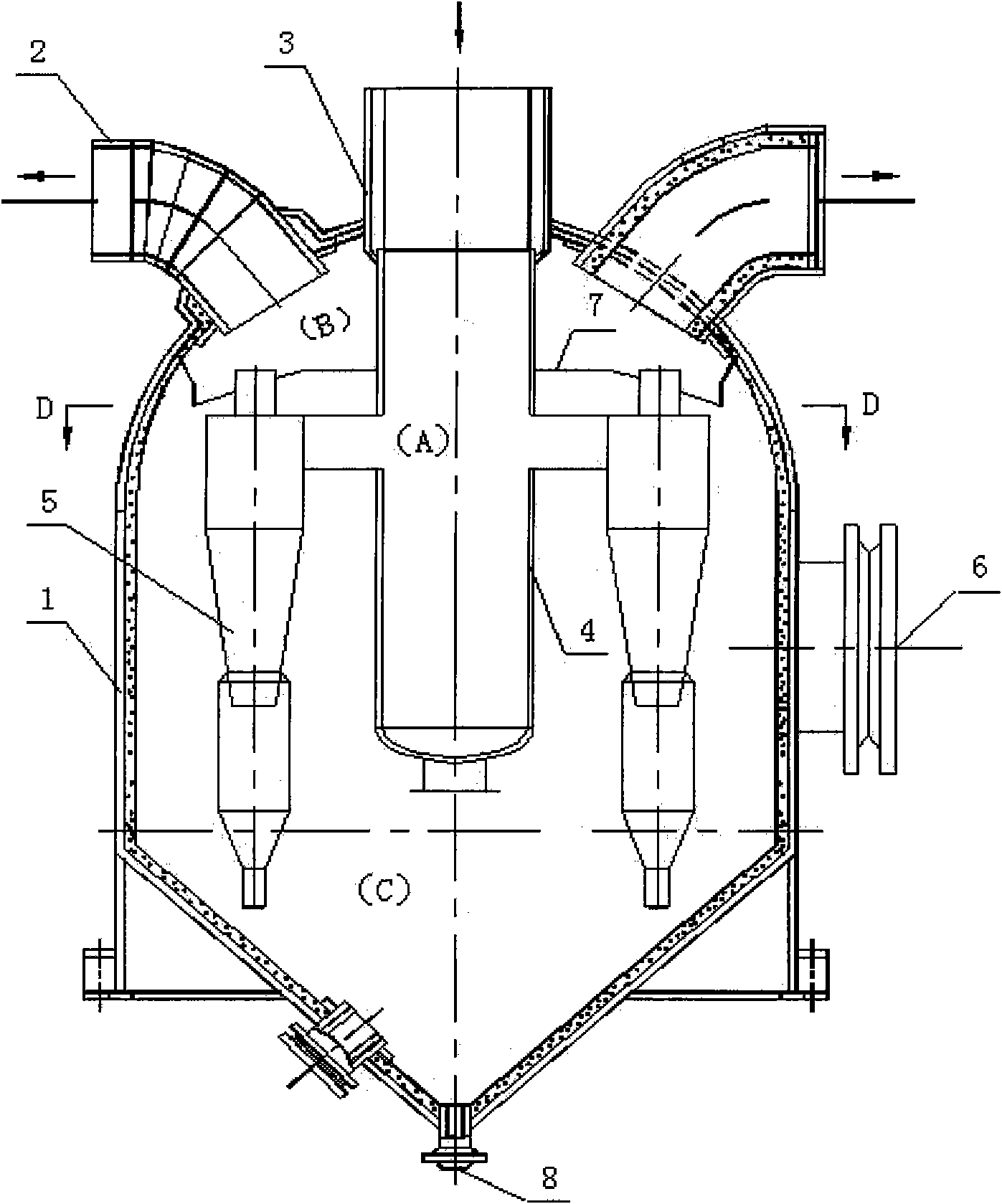 Large third-stage cyclone separator