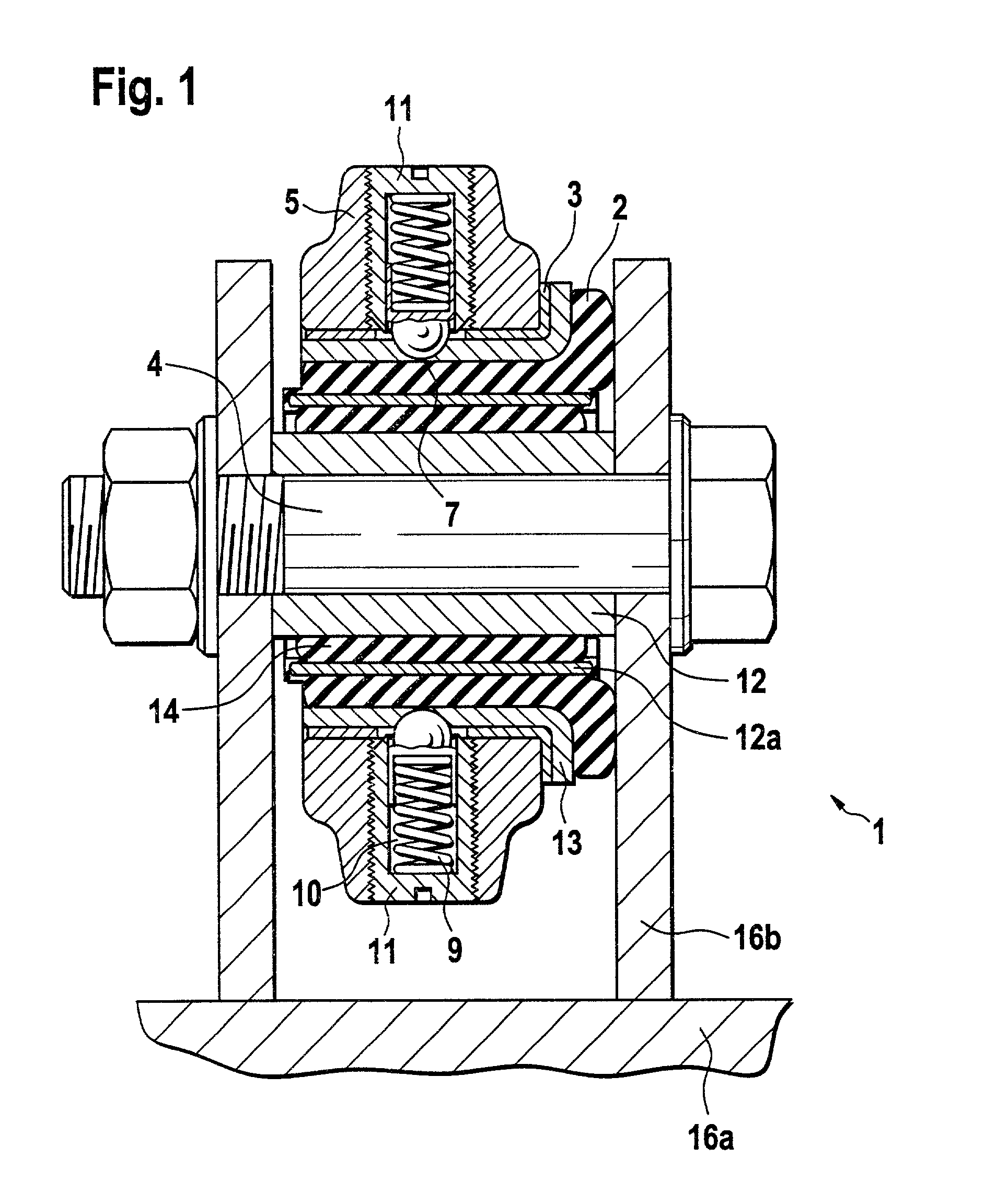 Forward bearing arrangement for the tilting cab of a truck