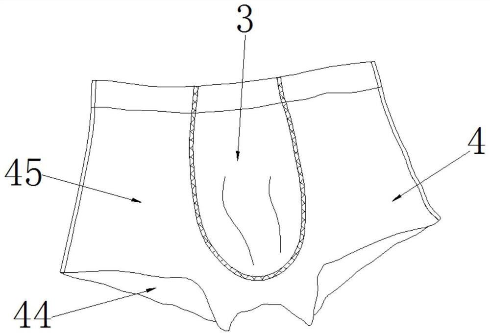 Crotch hot mold pressing process of men's underpants and men's underpants