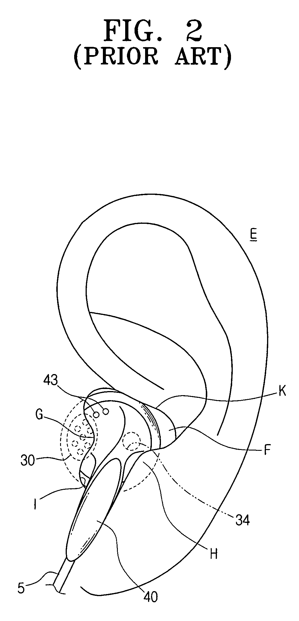 Earphone for placement in an ear