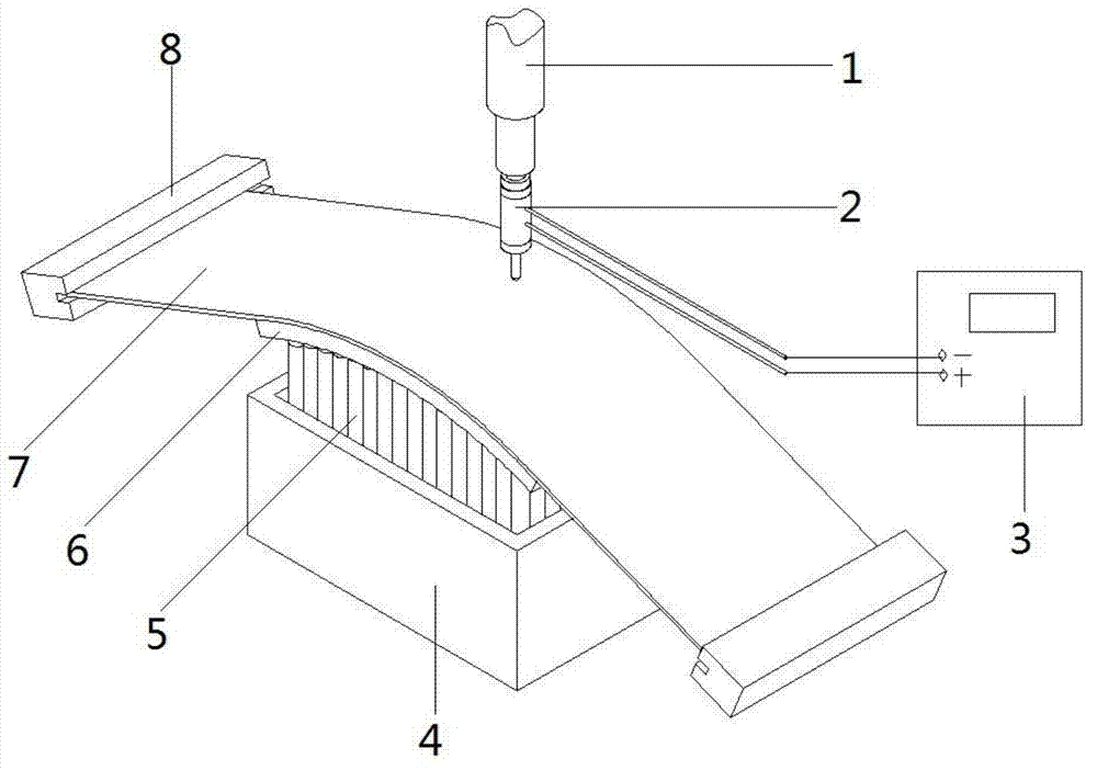 Flexible stretch-forming device and method for carrying out stretch-forming on plate by utilizing same