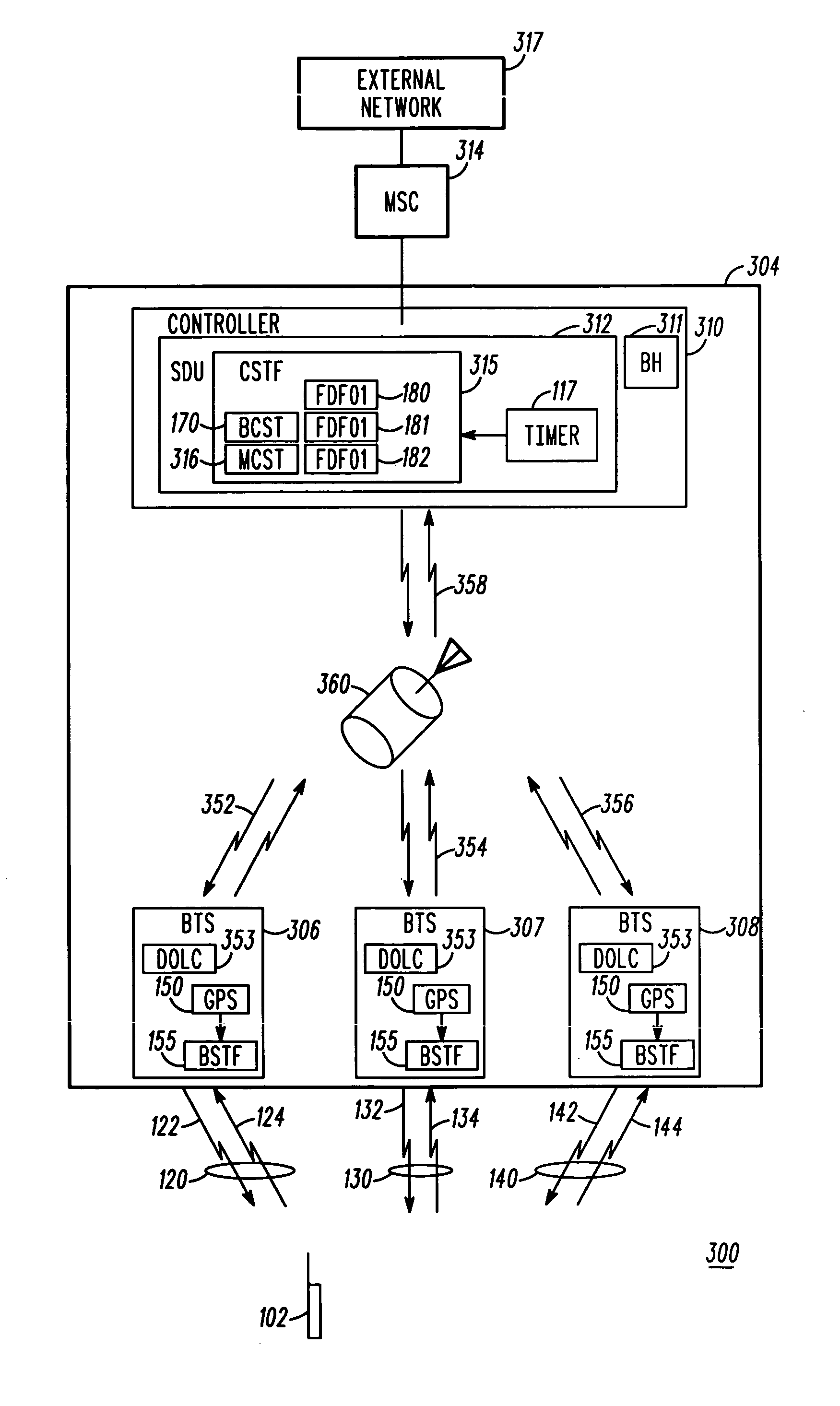 Timing compensation method and means for a terrestrial wireless communication system having satelite backhaul link
