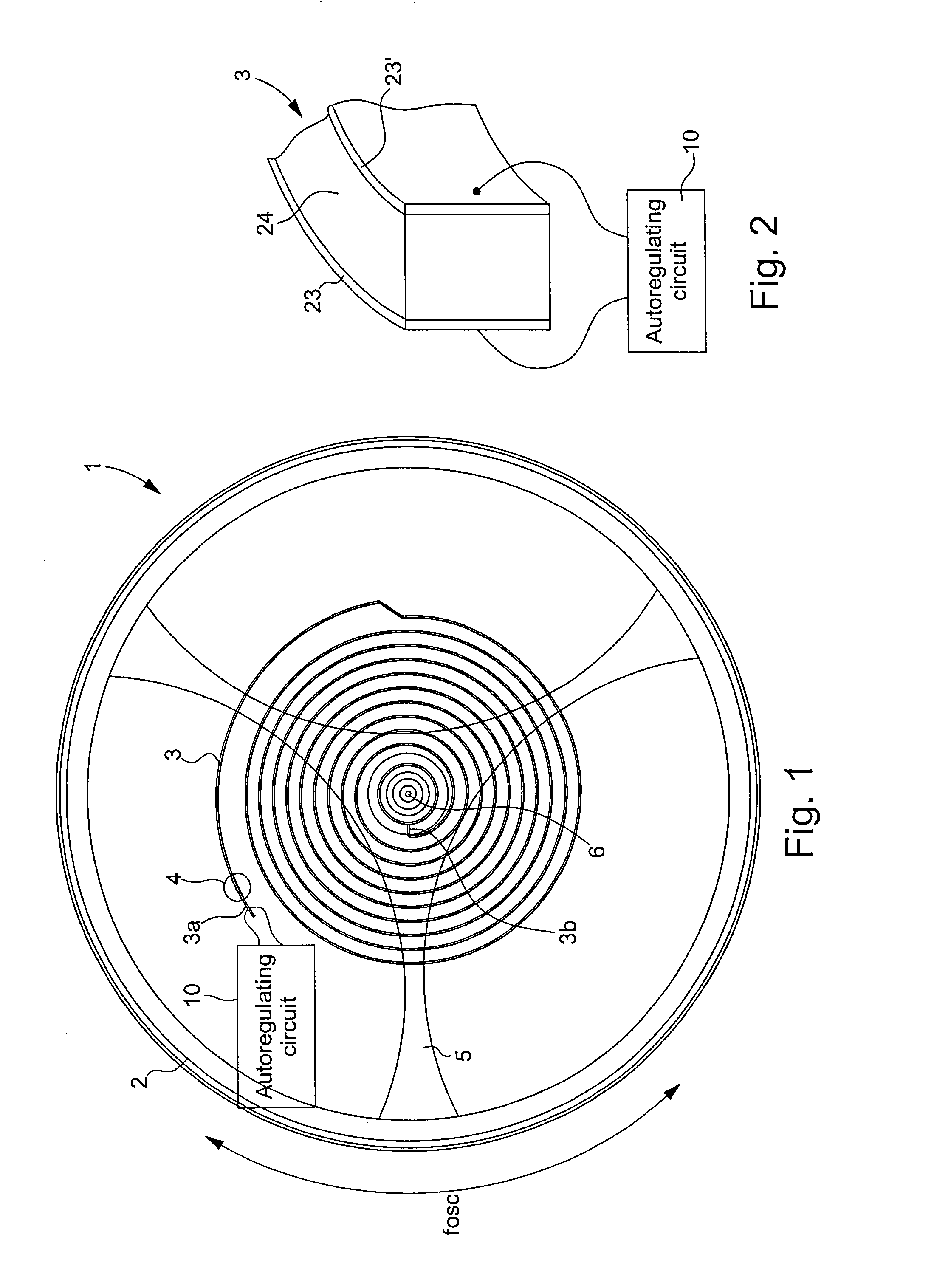 Circuit for autoregulating the oscillation frequency of an oscillating mechanical system and device including the same