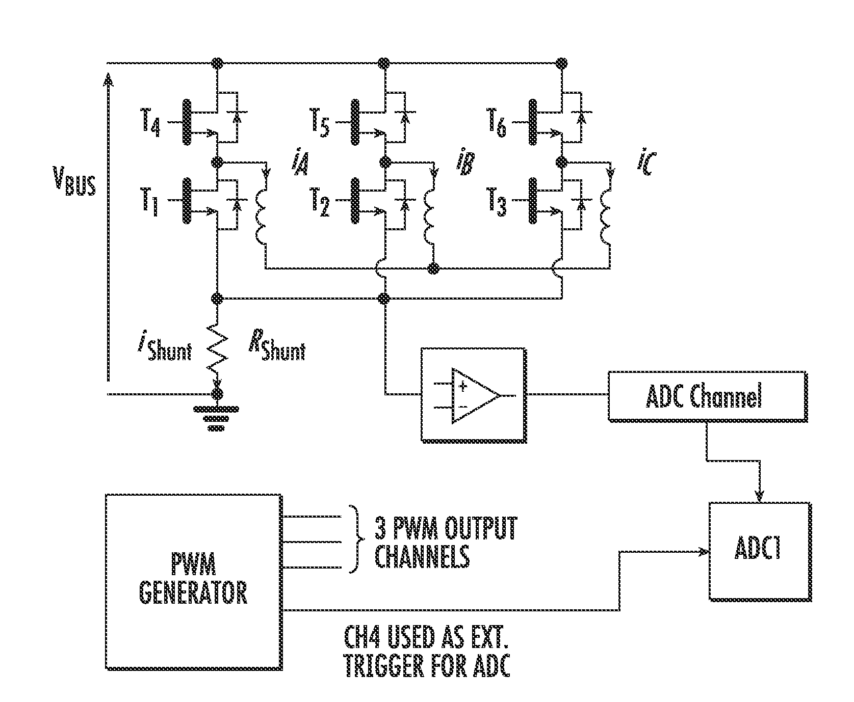 Phase current measurements in a three phase inverter using a single common DC-link current sensor