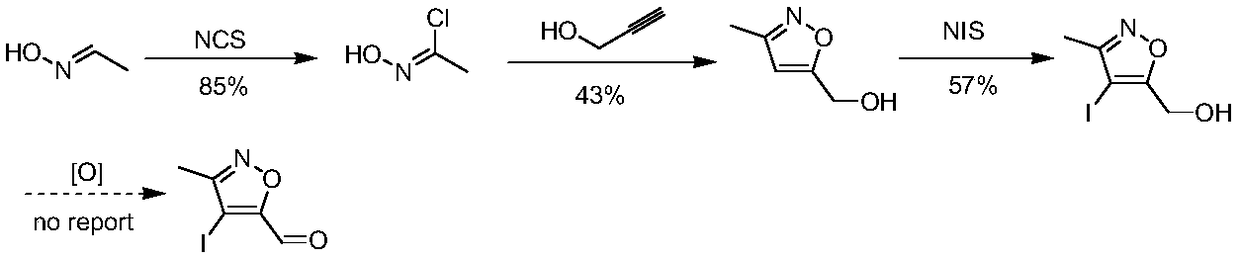 Synthesizing method of 4-iodo-methylisoxazole-5-formaldehyde