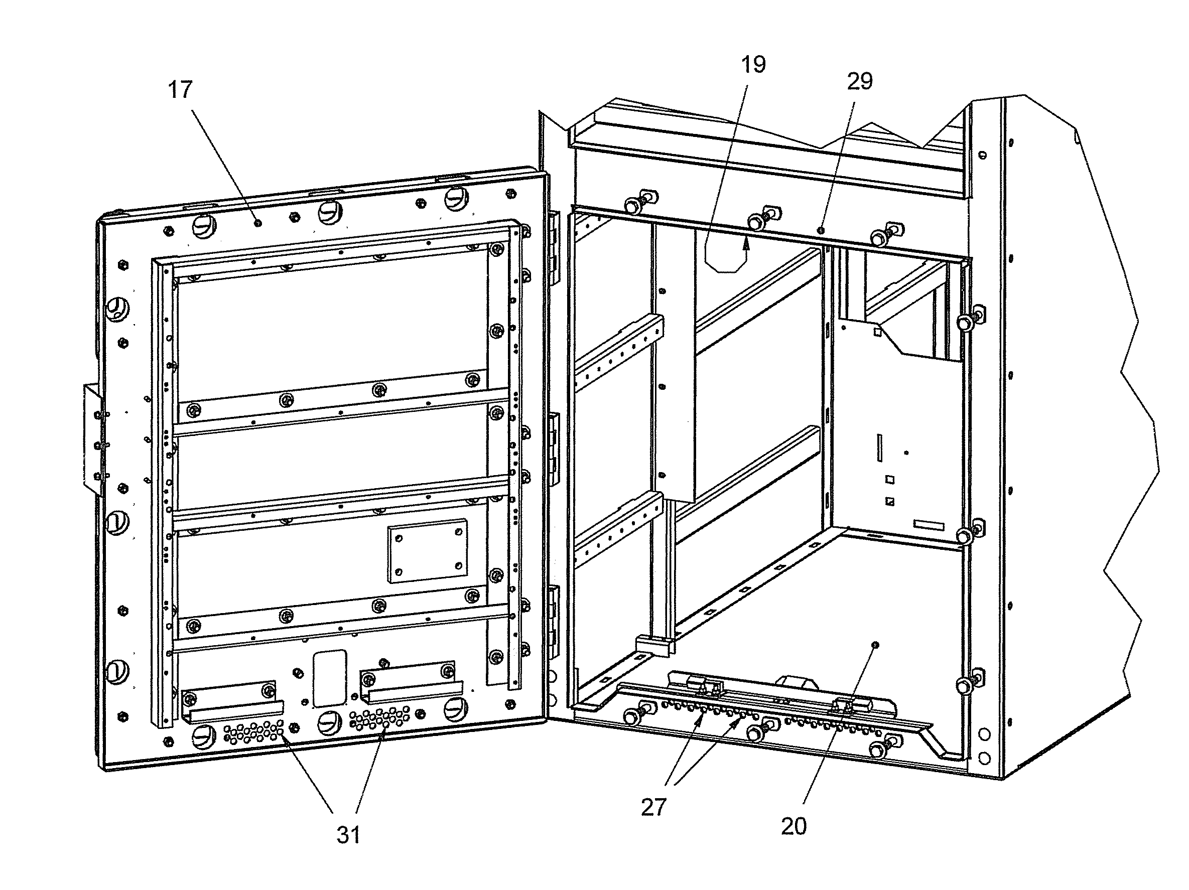 Arc-resistant switchgear enclosure with latch for vent flap