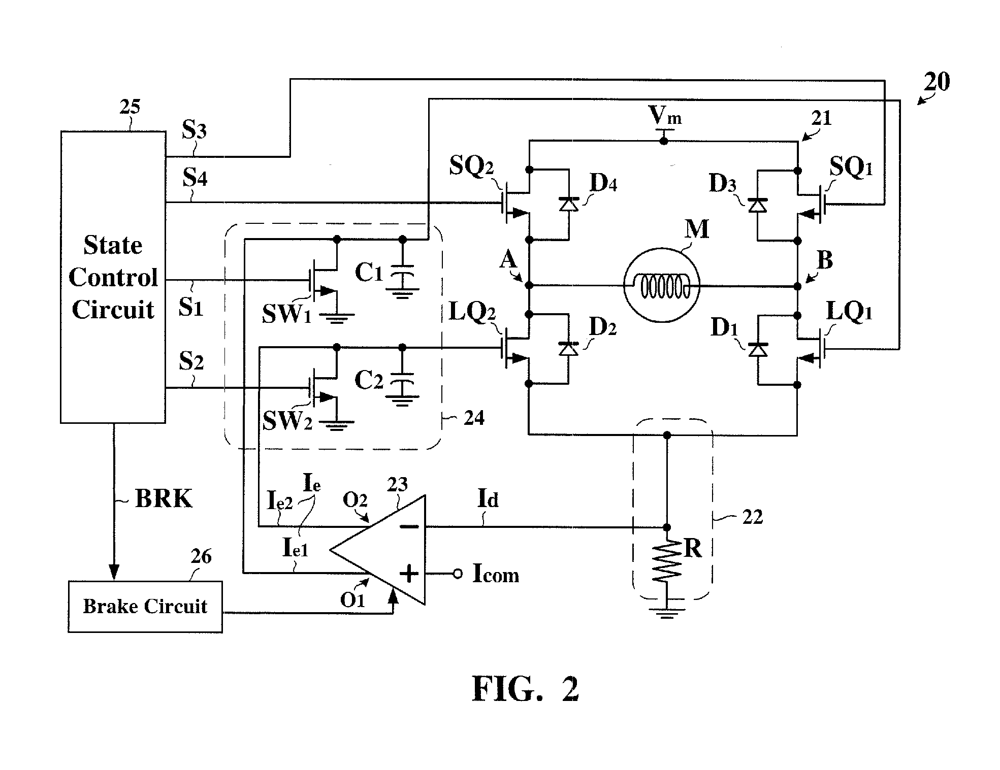 Motor control circuit for supplying a controllable driving current