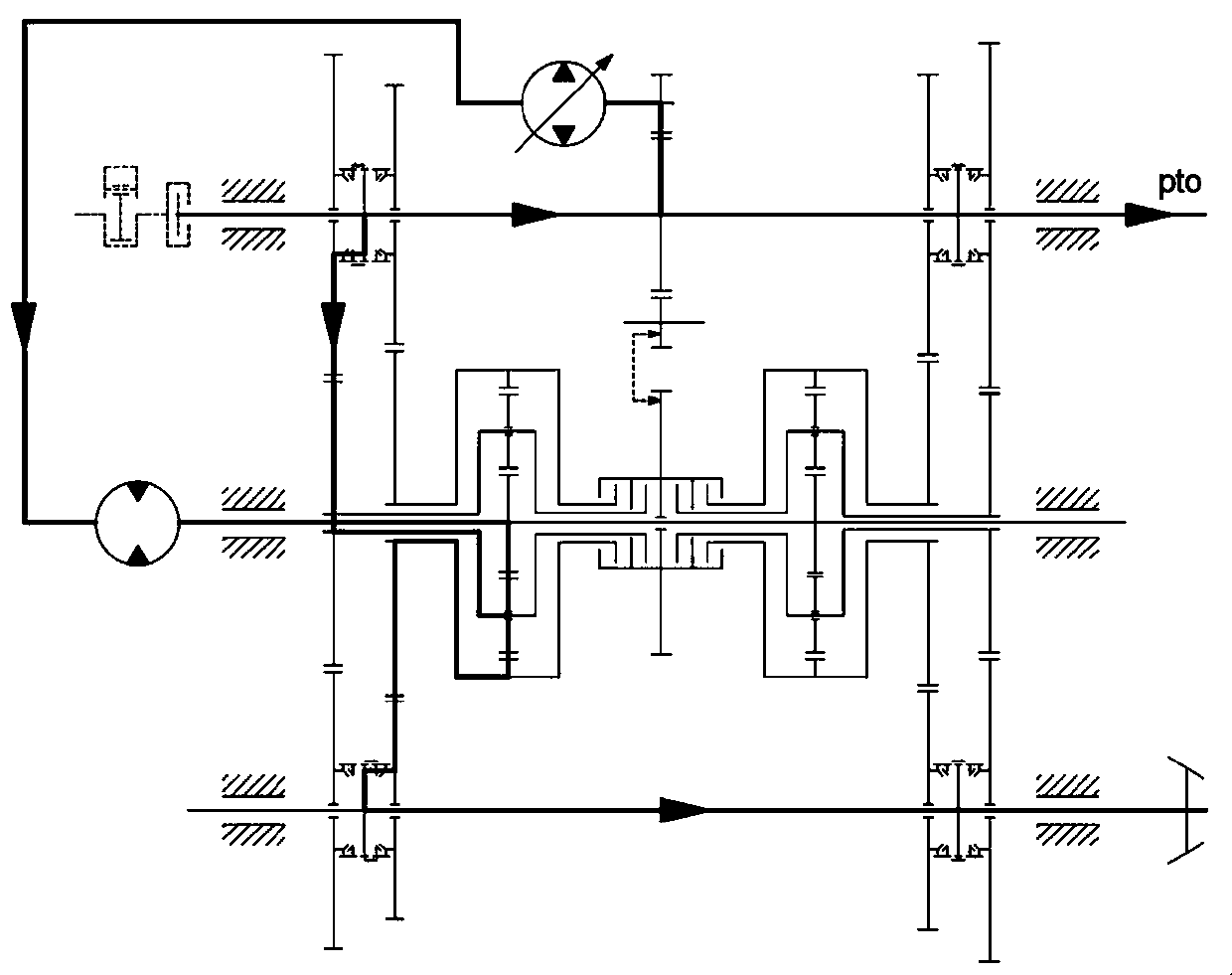 A double-planet row multi-stage multi-clutch hydraulic-mechanical continuously variable transmission