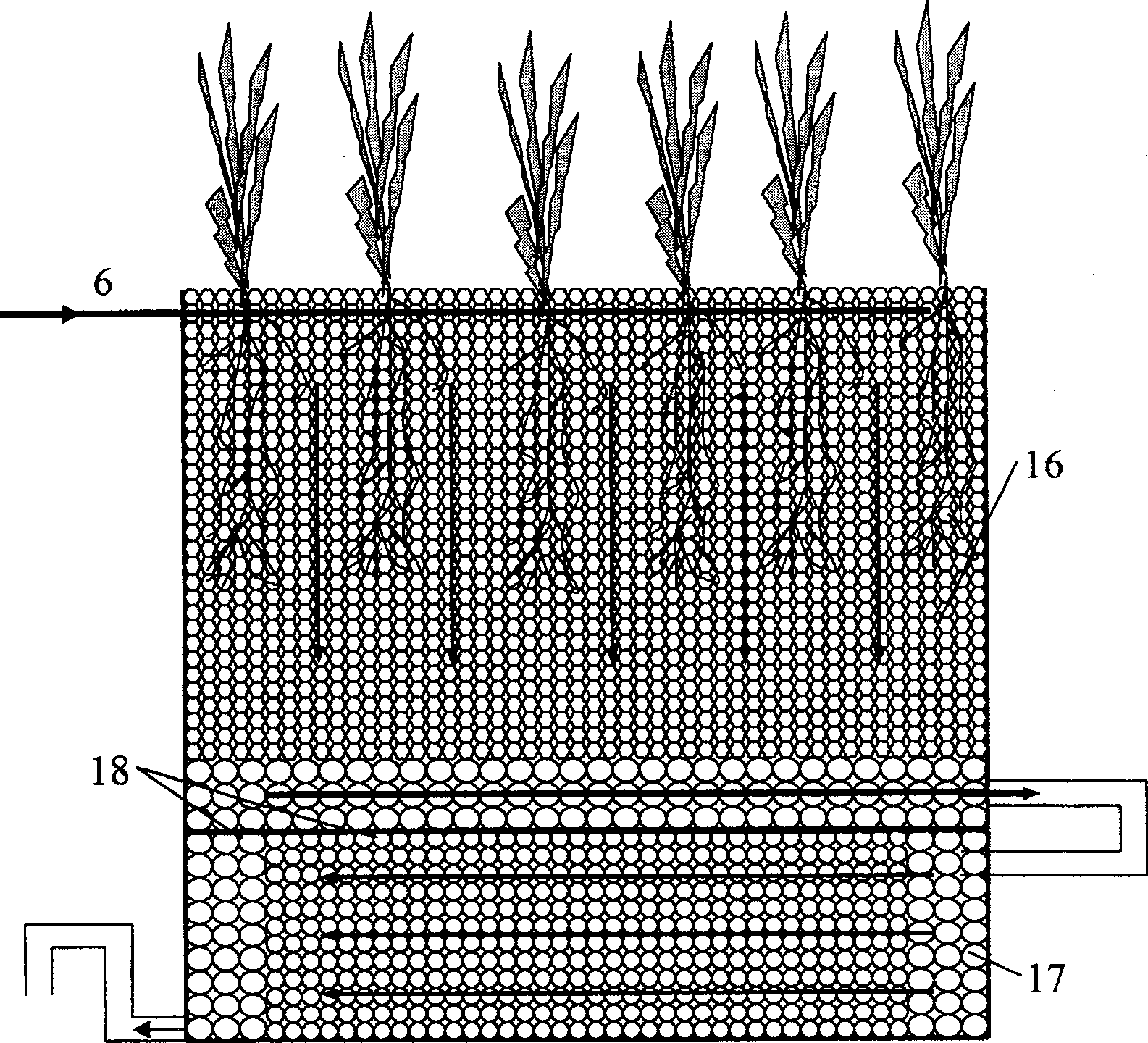 Comhined-flow artificial wet land and its application system