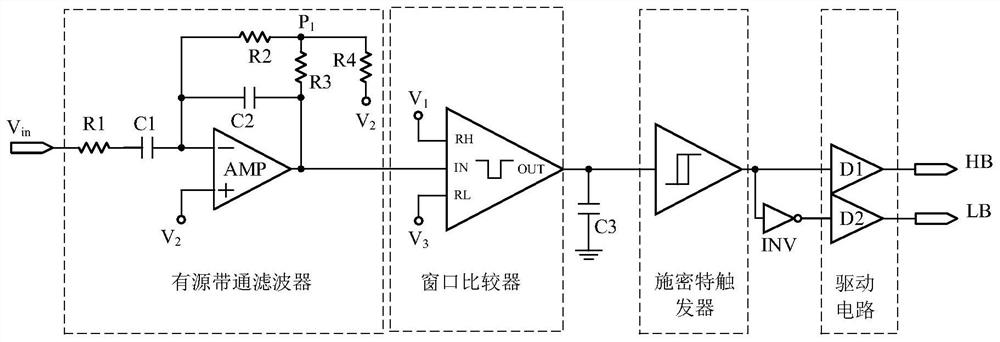 Audio signal detection circuit using window comparator