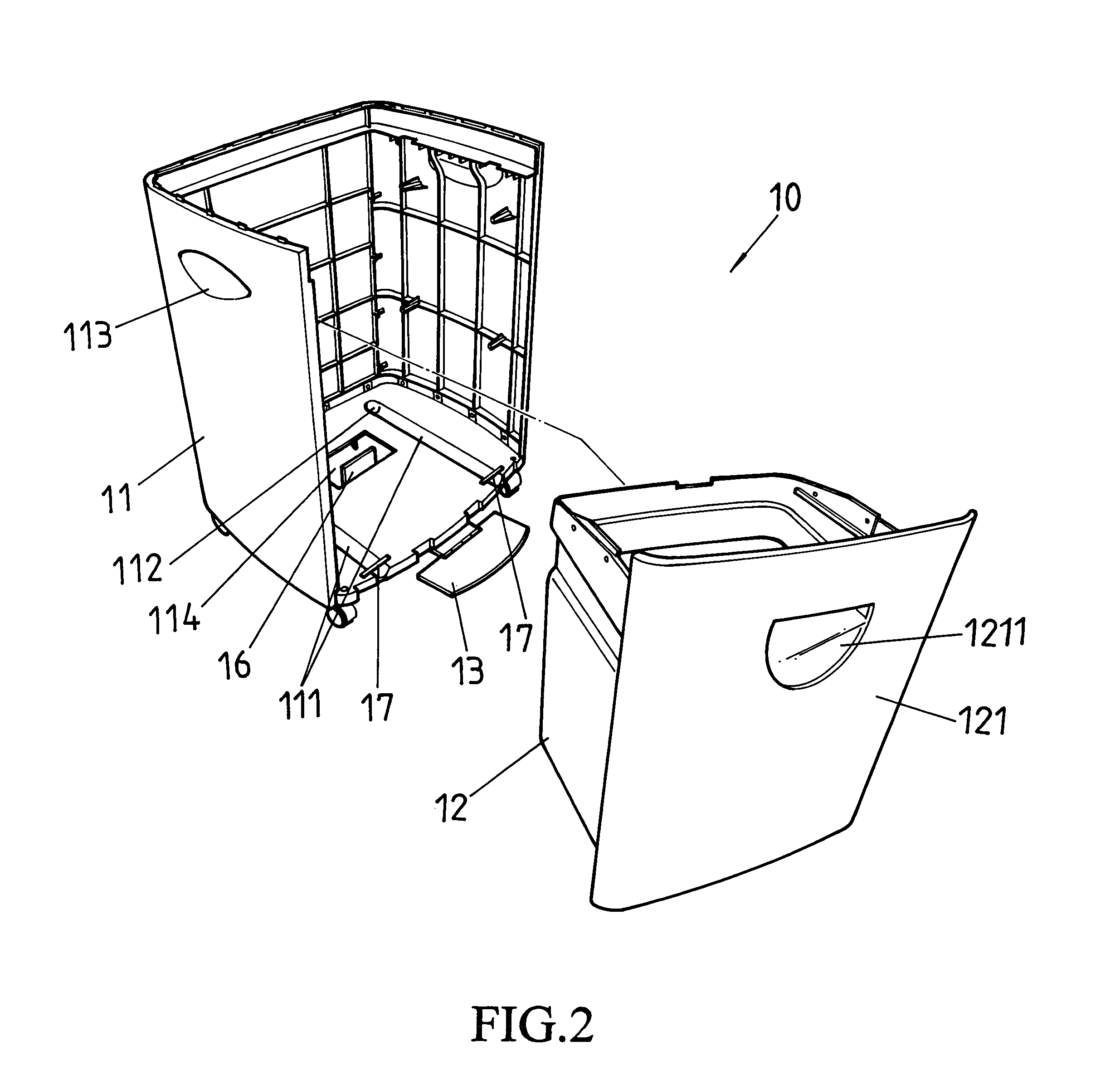 Foot-driven device for displacing a paper shredder bin