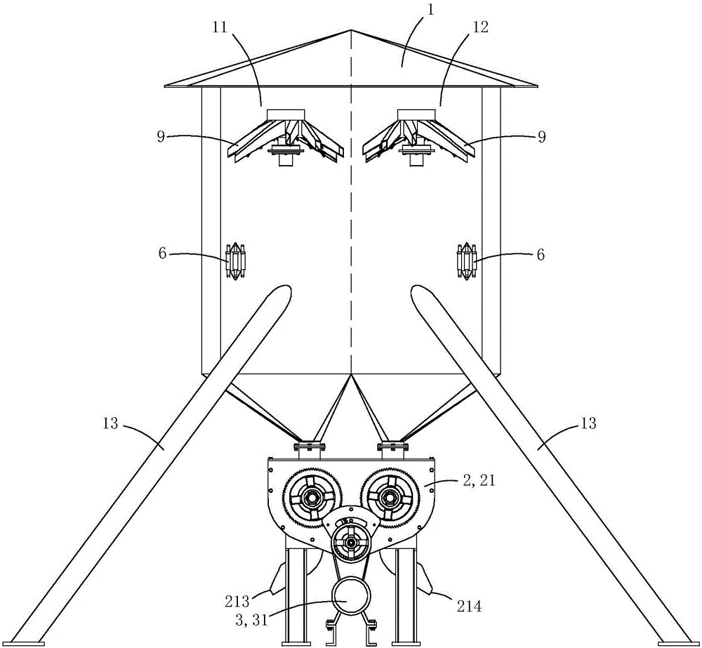 Electric grain-unloading granary capable of distributing grains uniformly