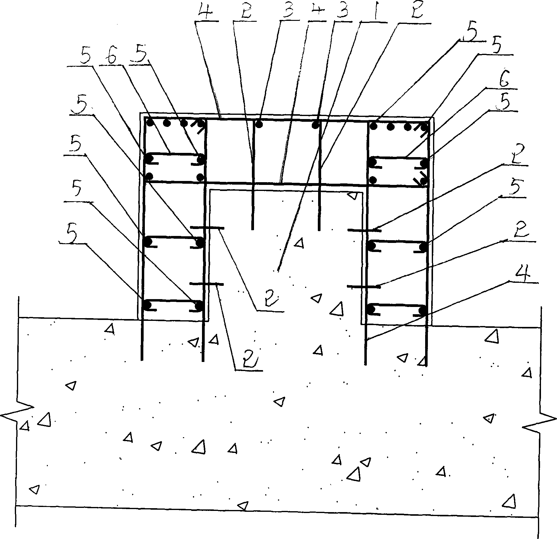 Construction method for reinforcing grade beam