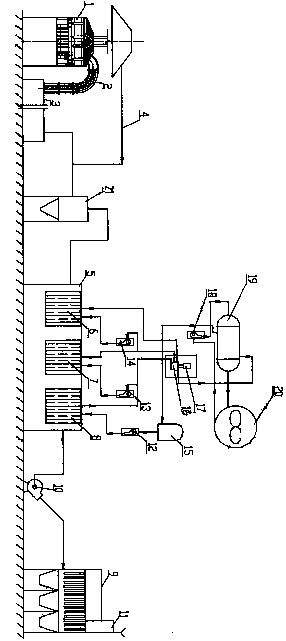 Electric furnace flue gas waste heat utilizing method of dust collector with air exhaust barrel