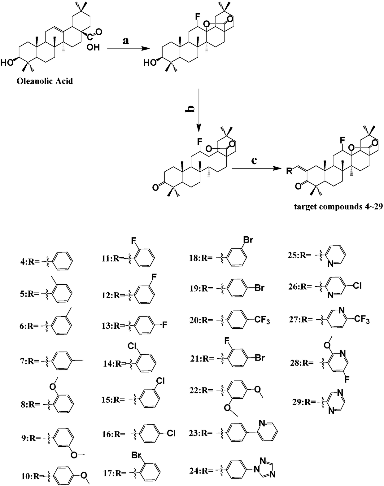 Oleanolic acid derivative, preparation method and application thereof